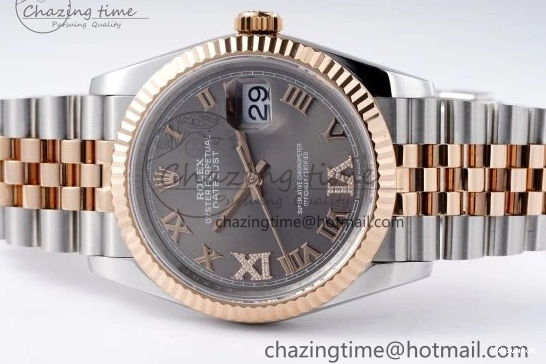 Gray Markers Bracelet Dial 126231 RG 36 DateJust JDF Plated Jubilee 904L RG Steel Roman V2 SS on 1218